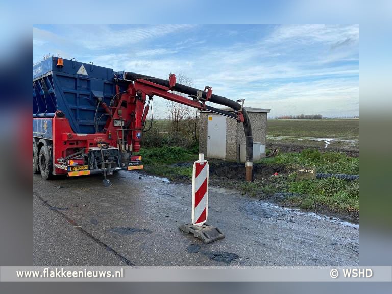 Breuk in persleiding afvalwater bij Oude-Tonge