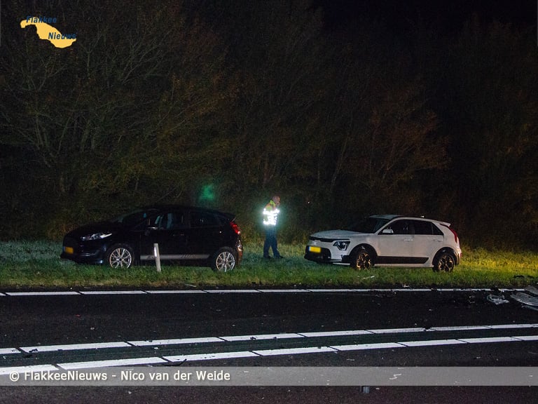 Vijf voertuigen betrokken bij kettingbotsing N59 Oude-Tonge