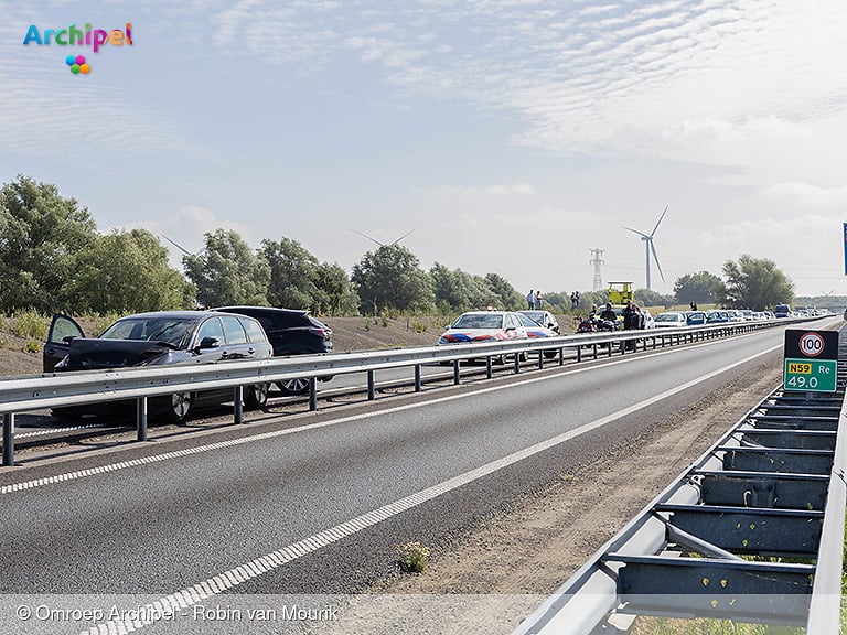 Ongeval met vier voertuigen veroorzaakt lange files