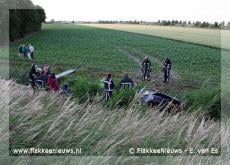 Gestolen auto over de kop