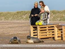 Burgemeester en dochters laten zeehond vrij bij Ouddorp
