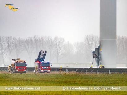 Brandweer rukt uit voor brand in windmolen