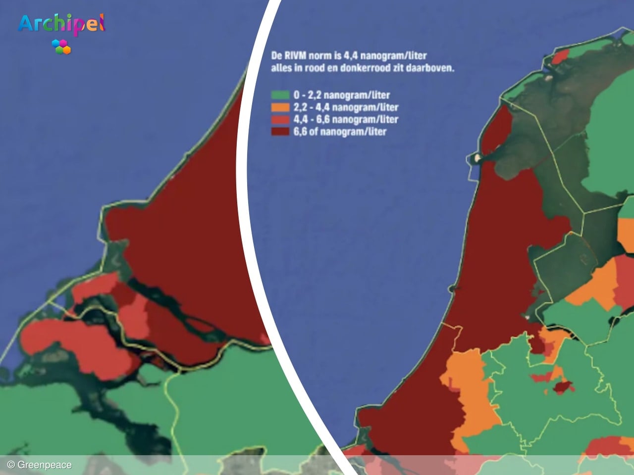 Drinkwater Goeree-Overflakkee kleurt rood tot donkerrood op PFAS-kaart