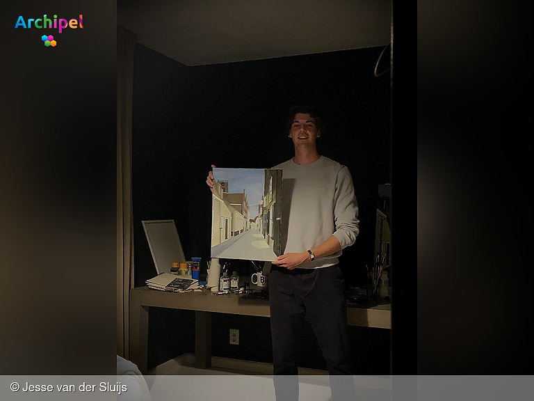 Jesse schilderde het mooiste straatje van Sommelsdijk